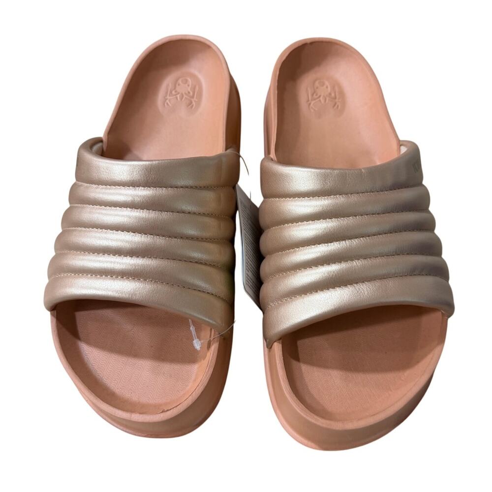 KuaiLu Women’s Recovery Slides Size 10 Champagne Gold Arch Support Sandals NWT
